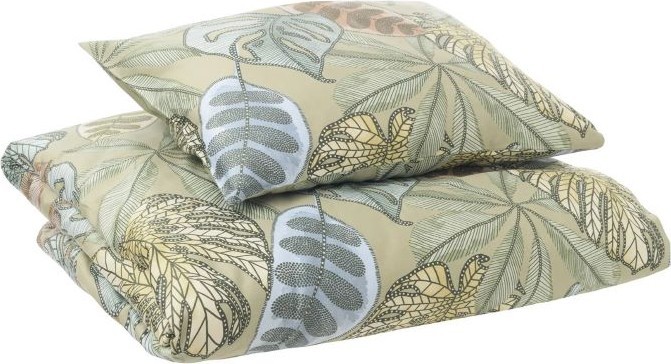 Rohelites toonides loodusliku mustriga puuvill satäänist voodipesu.