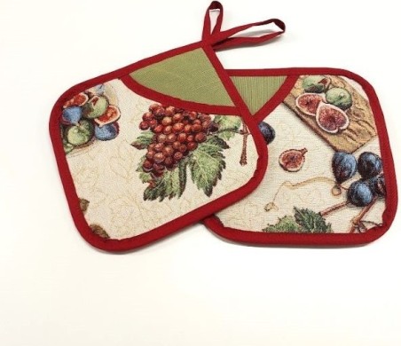 Vahemere stiilis viinamarjade mustriga taskuga pajalapid.