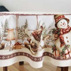 Talve ja jõuluteemaline ümmargune laudlina.