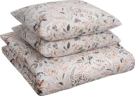 Heledal põhjal tiheda peene paimemustriga puuvillsatäänist voodipesukomplekt.