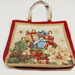 Rõõmsa jõulumustriga tugev kandekott.