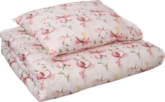 roosa lilleline voodipesukomplekt mõõdus 200x210 tekile