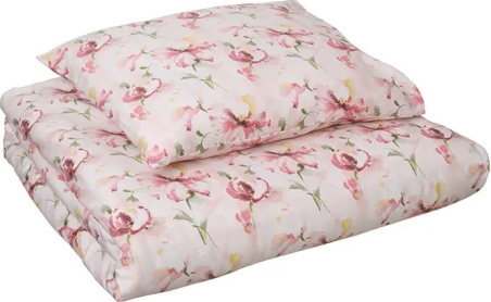 roosa lilleline voodipesukomplekt mõõdus 200x210 tekile